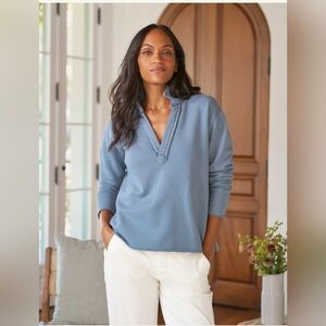 Frank & Eileen Patrick Popover Henley Triple Fleece Slate $345